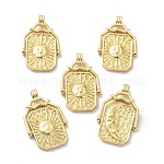 Eco-Friendly Brass Pendants,  Long-Lasting Plated, Transfer Card Shape, Sun with Moon, Real 18K Gold Plated, 36x22x4.5~3mm, Hole: 3X4mm