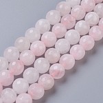 Natürlichen Rosenquarz Perlen Stränge, facettiert, Runde, 10 mm, Bohrung: 1 mm