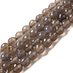 Natürlichen grauen Achat Perlen, facettiert, Runde, Grau, 8 mm
