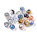 Electroplate Glass Beads Strands, Faceted, Round, Mixed Color, 8mm, Hole: 1mm