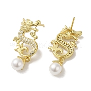 Серьги-гвоздики из латуни с микро-паве EJEW-P280-26G