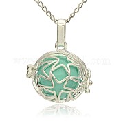 Silver Color Plated Brass Hollow Round Cage Pendants KK-J231-08S