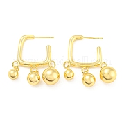 Серьги-гвоздики из латуни с круглым шариком и стойкой EJEW-A028-18G