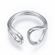 Brass Wire Wrap Teardrop Open Cuff Ring for Women RJEW-T001-96P