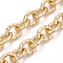 Chaînes de câbles en aluminium, chaînes à maillons ovales à facettes taillées en diamant, non soudée, or clair, 30.5x24.5x6mm