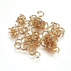 Anillos de salto abiertos de acero inoxidable 304, corte de sierra redondo sin costuras, dorado, 21 diámetro, 5x0.7mm, agujero: 4 mm, diámetro interior: 3.6 mm