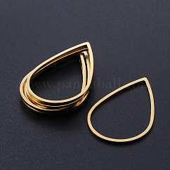 201 anelli di collegamento in acciaio inossidabile, Taglio laser, lacrima, oro, 26x17x1mm, formato interno: 23.5x15 mm