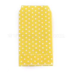 Sacchi di carta kraft, senza maniglie, borse di stoccaggio, motivo a pois bianchi, borsa regalo di compleanno festa di nozze, giallo, 15x8.3x0.02cm