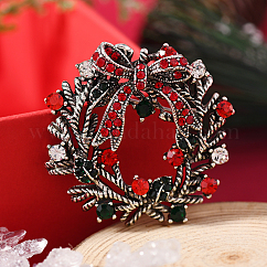 Spille in lega di zinco con strass a tema natalizio per vestiti da zaino, corona di Natale