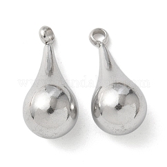 Ciondoli in acciaio inox 304, fascino a goccia, colore acciaio inossidabile, 18x8mm, Foro: 1.6 mm