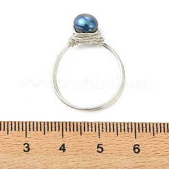 Fingerringe aus Kupferdraht und Naturperlen&nbsp;RJEW-JR01037