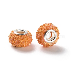 Perles européennes en résine de couleur ab fleur de rose&nbsp;RESI-M001-05G