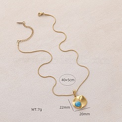 Женские ожерелья с подвесками из нержавеющей стали 304 с окрашенной синтетической бирюзой в виде диска&nbsp;ON4830