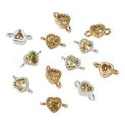 12 Stück 2 Farben Messing Pavé Zirkonia Herz Glieder Verbinder Charms&nbsp;KK-TA0003-48C