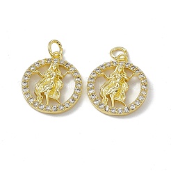 Vrais pendentifs en laiton plaqué 18k or véritable micro pavé zircone cubique clair&nbsp;KK-E068-VB409-6