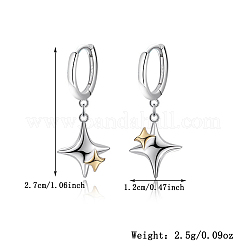 S925 двухцветные серьги-кольца в форме звезды из стерлингового серебра XJ7248