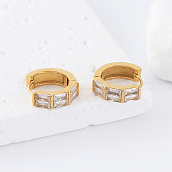 Boucles d'oreilles créoles en acier inoxydable 304 avec zircones cubiques pour femmes&nbsp;JH6126