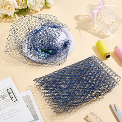 ポリエステルメッシュチュール生地  ラインストーン付き  マリンブルー  240~250x0.3~1.7mm  2m / pc&nbsp;DIY-WH0671-348D
