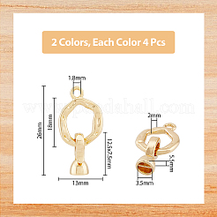 8 комплект двухцветных латунных раскладывающихся застежек KK-DC0003-20