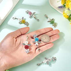 6 шт. 6-цветный подвесной элемент в виде ангела и бабочки из сплава&nbsp;HJEW-TA00339