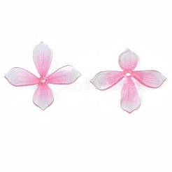 プラスチックビーズ  花  パールピンク  22x22x4.5~5.5mm  穴：1.4mm&nbsp;KY-N015-62