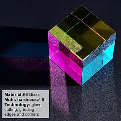 K9ガラスキューブrgb分散プリズムマルチカラーおもちゃ  ホームデスクトップ装飾用  カラフル  50x50x50mm&nbsp;DJEW-WH0015-31