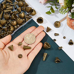 160 pièce 8 styles de cônes et capuchons de perles en alliage&nbsp;FIND-FH0017-48