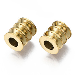 316サージカルステンレススチールヨーロピアンビーズ  大穴ビーズ  コラム  14KGP本金メッキ  8x7mm  穴：4mm&nbsp;STAS-N097-065LG
