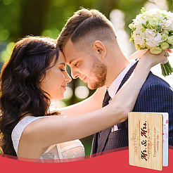 Поздравительная открытка из бамбука на свадьбу&nbsp;AJEW-WH20060-11C