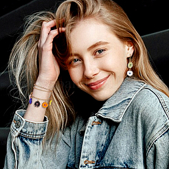 32 шт. 8-х цветный стеклянный бисер в виде подсолнуха с амулетами от сглаза PALLOY-PH01782