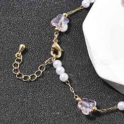 Браслеты-цепочки из латуни и стекла для женщин BJEW-F517-02G-02