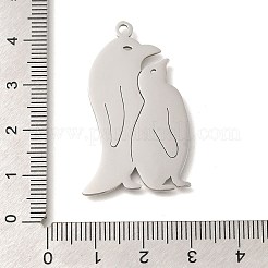304ステンレスペンダント  レーザー切断  ペンギンチャーム  ステンレス鋼色  38x25x1.5mm  穴：2mm&nbsp;STAS-S144-09P