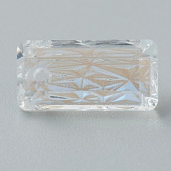 エンボスガラスラインストーンペンダント  長方形  多面カット  月光  14x7x4.2mm  穴：1.5mm&nbsp;GLAA-J101-07A-001MO