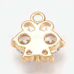 真鍮キュービックジルコニアチャーム  蝶  ニッケルフリー  18KGP本金メッキ  13x13x4mm  穴：2mm&nbsp;X-ZIRC-Q002-107G