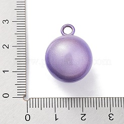 真鍮製ベルペンダント  水琴鈴(すいきんすず)  ラウンドチャーム  紫色のメディア  22x17mm  穴：2.7mm&nbsp;KK-NH0001-02A