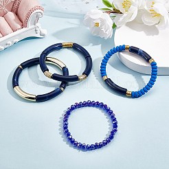 4 шт. 4 стильных акриловых массивных изогнутых браслета из эластичной трубки BJEW-SW00074-05