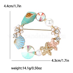 Кольцо с эмалевой булавкой в виде раковины и морской звезды PW-WG7F467-01