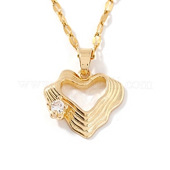 Модные латунные прозрачные кубические цирконии полые подвески в форме сердца ожерелья с цепочкой HP4138-1