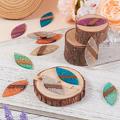 12шт 6 цвета прозрачной смолы и орехового дерева большие подвески&nbsp;WOOD-TA0002-46