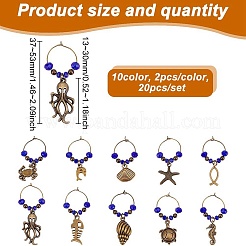 Подвески для бокалов из сплава и стеклянных бусин AJEW-GO00022