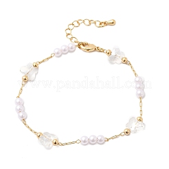 Браслеты-цепочки из латуни и стекла для женщин BJEW-F517-02G-01