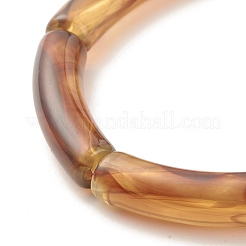 Braccialetto elasticizzato con perline in tubo curvo acrilico con pietra preziosa imitazione&nbsp;BJEW-JB07981-01