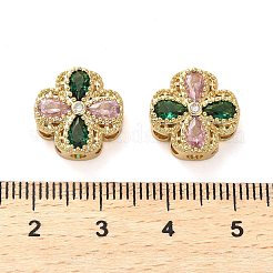 Латунные микро проложить кубического циркония бусы KK-D093-07G