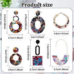 6 пара акриловых сережек-гвоздиков в 6 стилях: овальные EJEW-AN0003-36