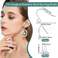 300 шт. крючки для сережек из хирургической нержавеющей стали 316 STAS-BBC0006-21