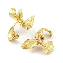 Стойка покрытие латунные серьги-гвоздики с бантом фурнитура EJEW-K263-12G
