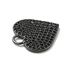 Подвески в форме сердца из латуни с микропаве из черного кубического циркония&nbsp;KK-G419-24B