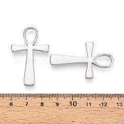 304ステンレスペンダント  アンククロスチャーム  変色防止  ステンレス鋼色  42x25.5x3mm  穴：7x11mm&nbsp;STAS-T065-13P