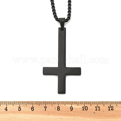 Collane con catena a maglie quadrate con ciondolo a croce cristiana capovolta in acciaio inossidabile 304&nbsp;NJEW-NH0001-07EB