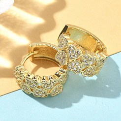 Серьги-кольца в форме сердца из латуни с микропаве из кубического циркония&nbsp;EJEW-A132-10G-02